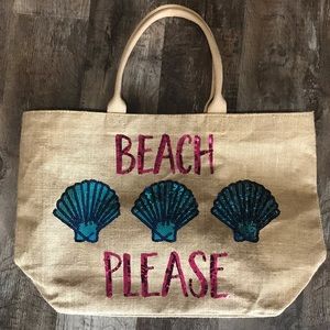 BOGO 50% OFF MudPie Beach Please Canvas Tote Bag
